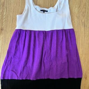 Women's Size Large Tiana B. Cream and Purple Black Textured Summer Dress GUC ❤️